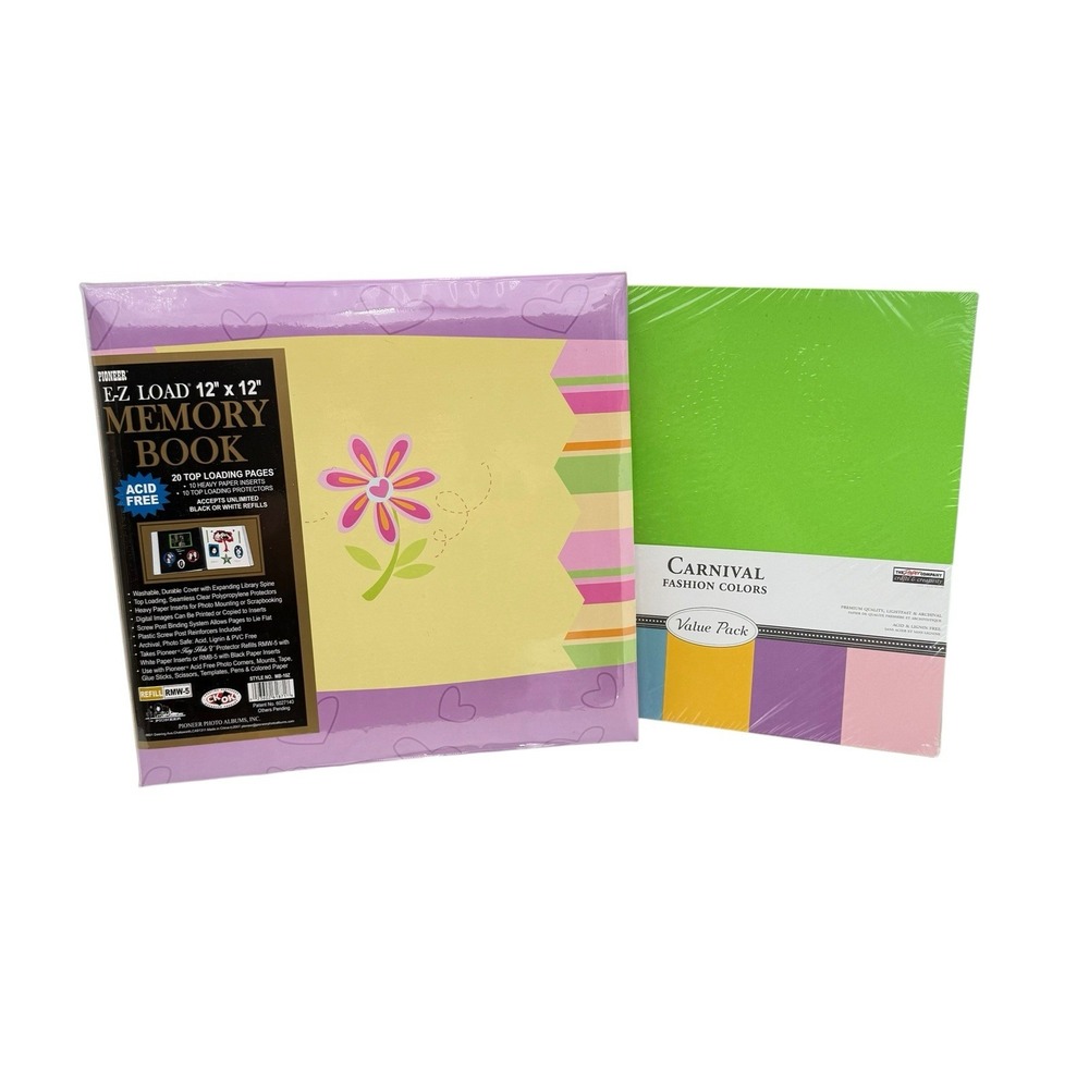Pioneer E-Z Load Scrapbook Album 12x12 Memory Photo Book & Value Pack Paper NEW
